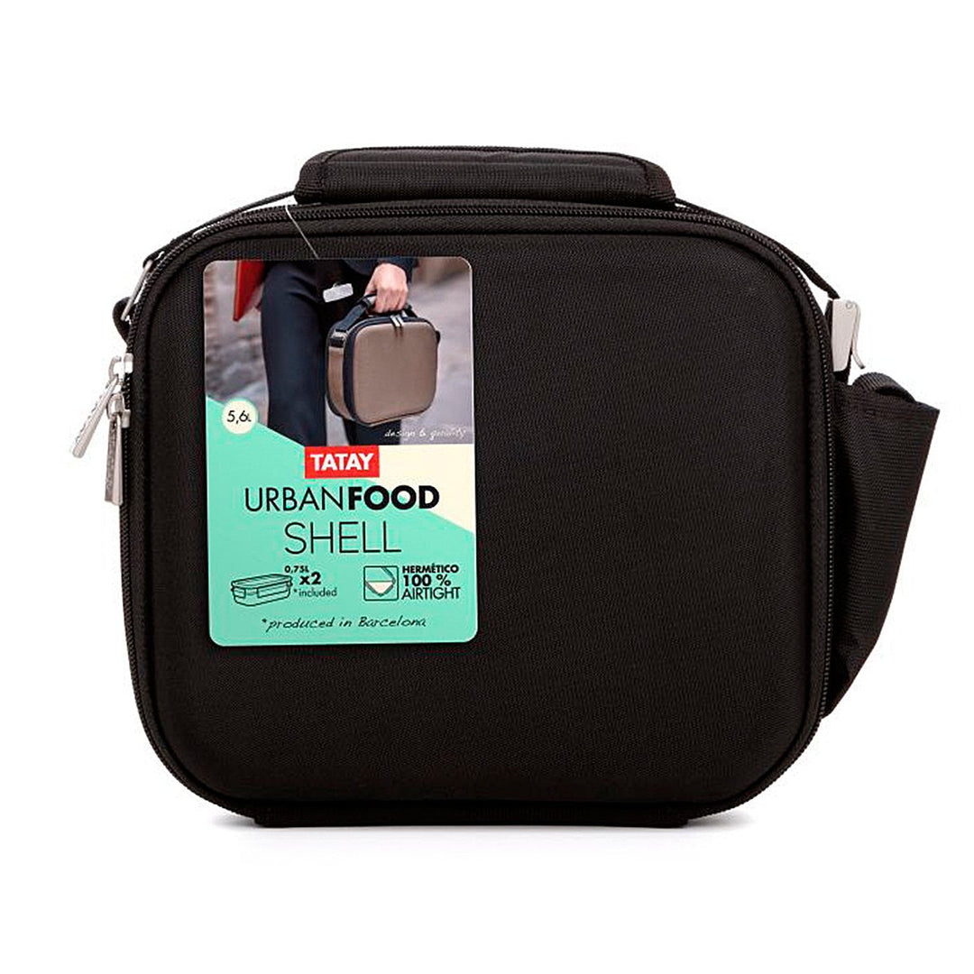 TATAY Urban Food Shell - Bolsa Térmica Porta Menú con Recipientes Incluidos. Negro