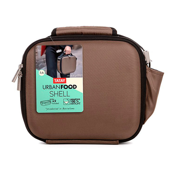 TATAY Urban Food Shell - Bolsa Térmica Porta Menú con Recipientes Incluidos. Visón