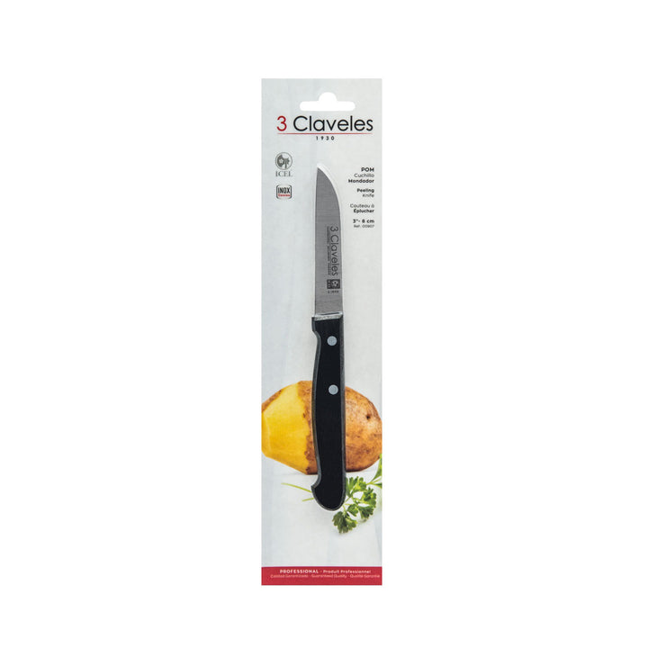 3 Claveles POM - Cuchillo Mondador Profesional 8 cm Acero Inoxidable