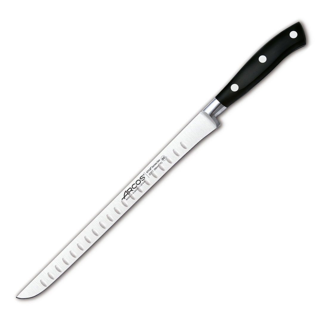 ARCOS 231000 - Cuchillo Jamonero Alveolado Profesional Acero Forjado 25 cm, Serie RIVIERA