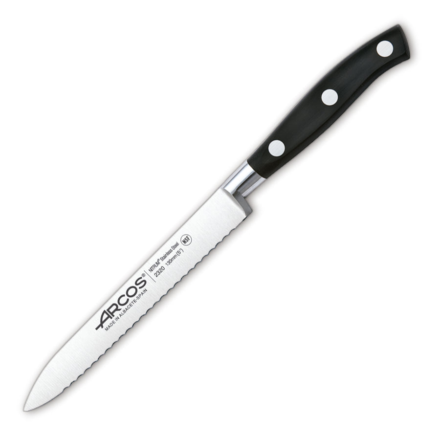 ARCOS 232000 - Cuchillo Tomatero Perlado Profesional Acero Forjado 13 cm, Serie RIVIERA