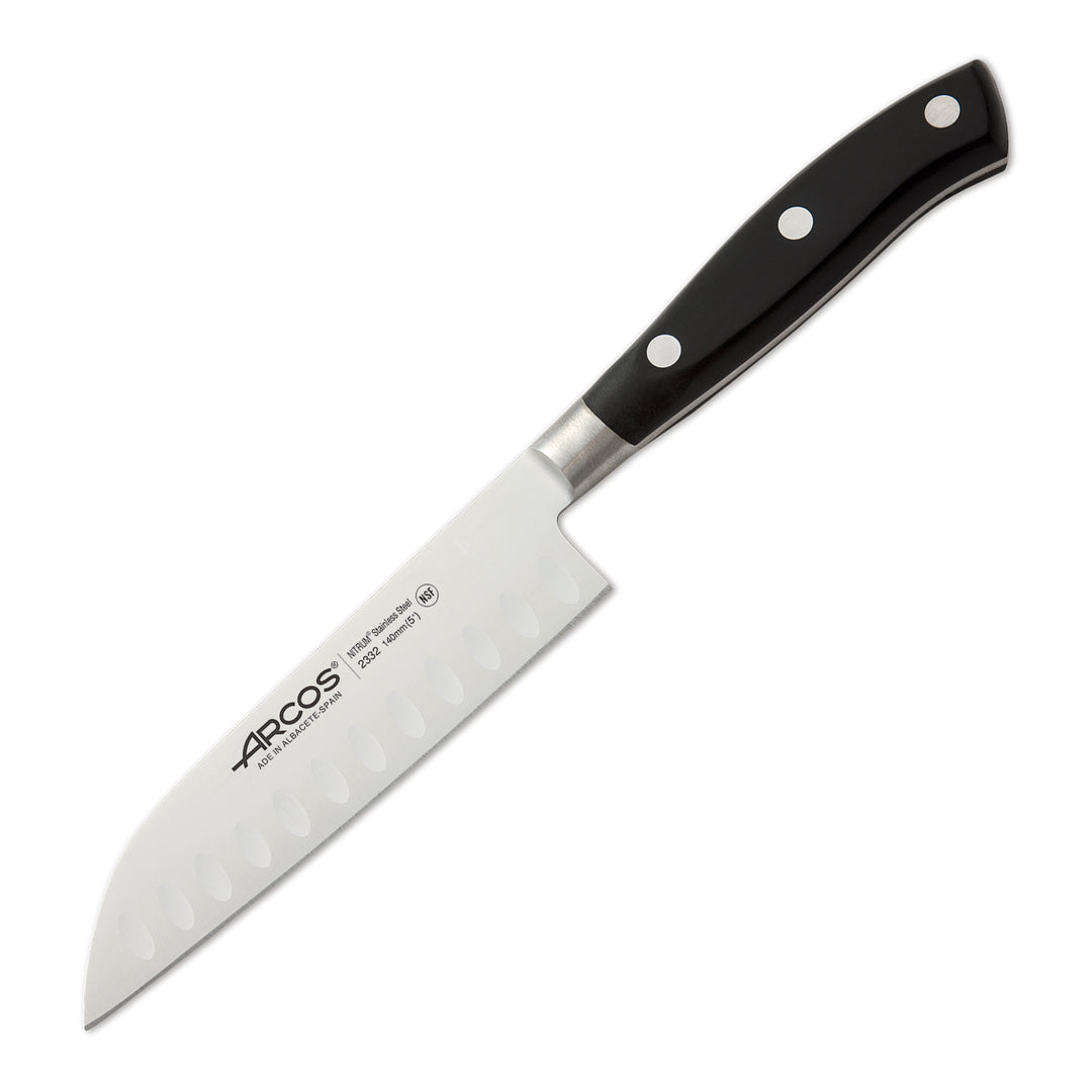 ARCOS 233200 - Cuchillo Santoku Alveolado Profesional Acero Forjado 14 cm, Serie RIVIERA