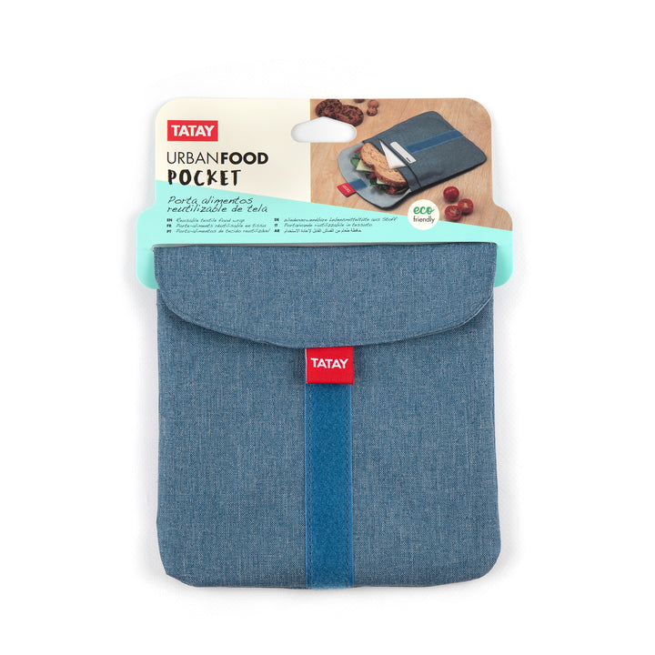 TATAY Urban Food Pocket - Porta Sándwich Textil Reutilizable e Impermeable. Denim Blue