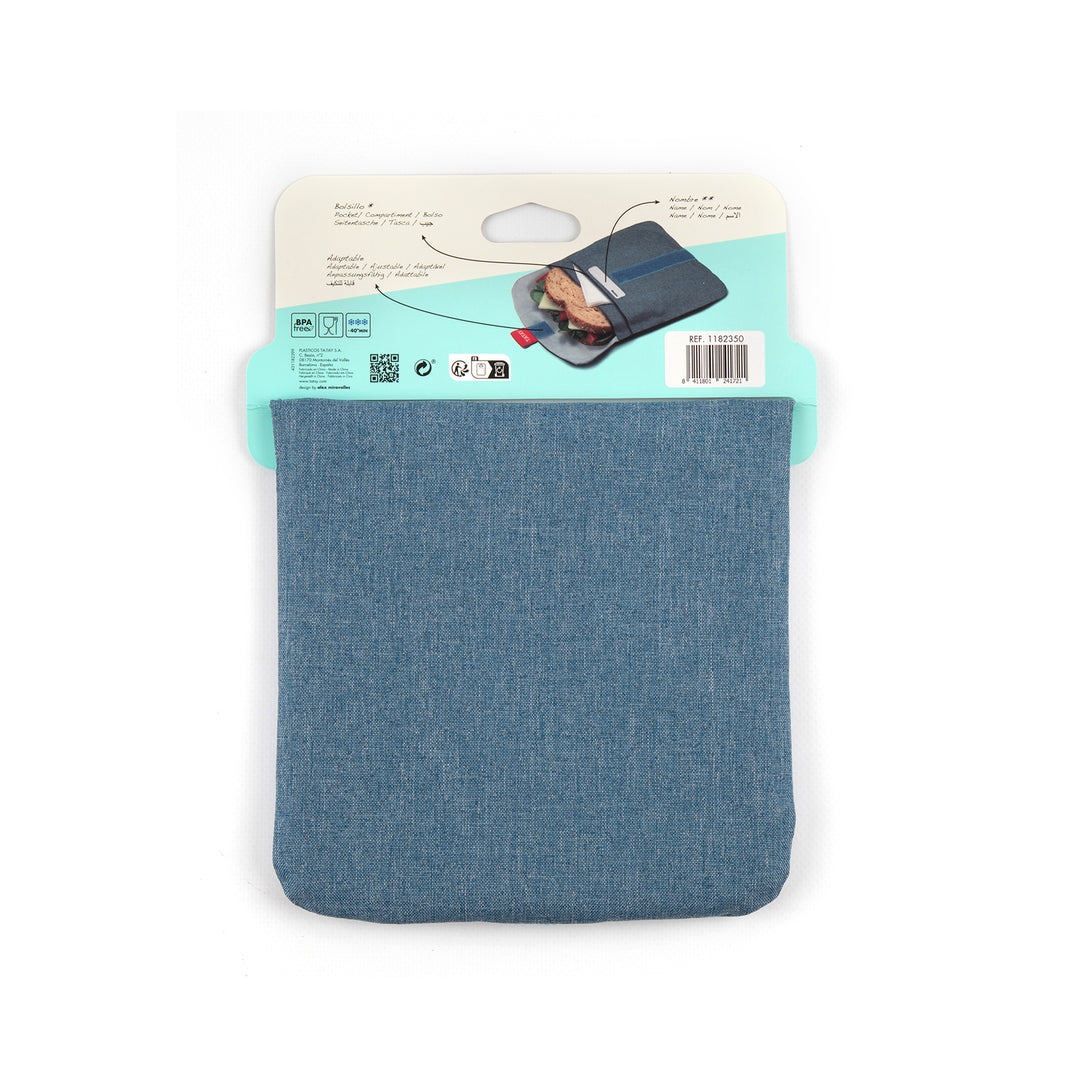 TATAY Urban Food Pocket - Porta Sándwich Textil Reutilizable e Impermeable. Denim Blue