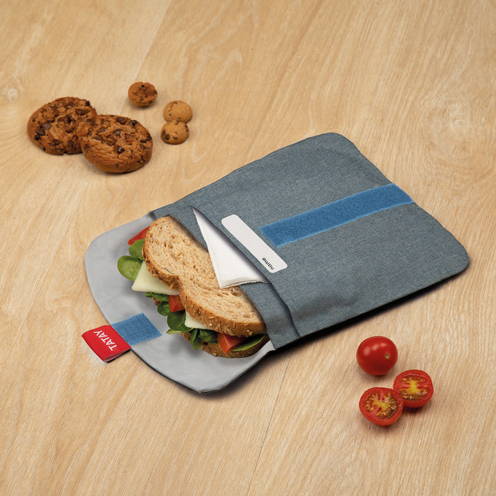 TATAY Urban Food Pocket - Porta Sándwich Textil Reutilizable e Impermeable. Denim Blue