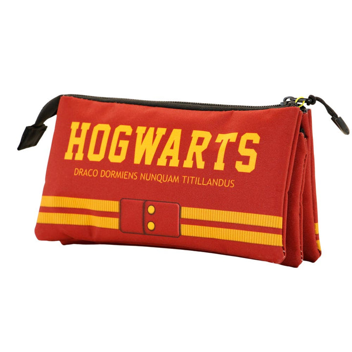 HARRY POTTER Gryffindor- Estuche Escolar Triple Portatodo con 2 Cremalleras. Rojo