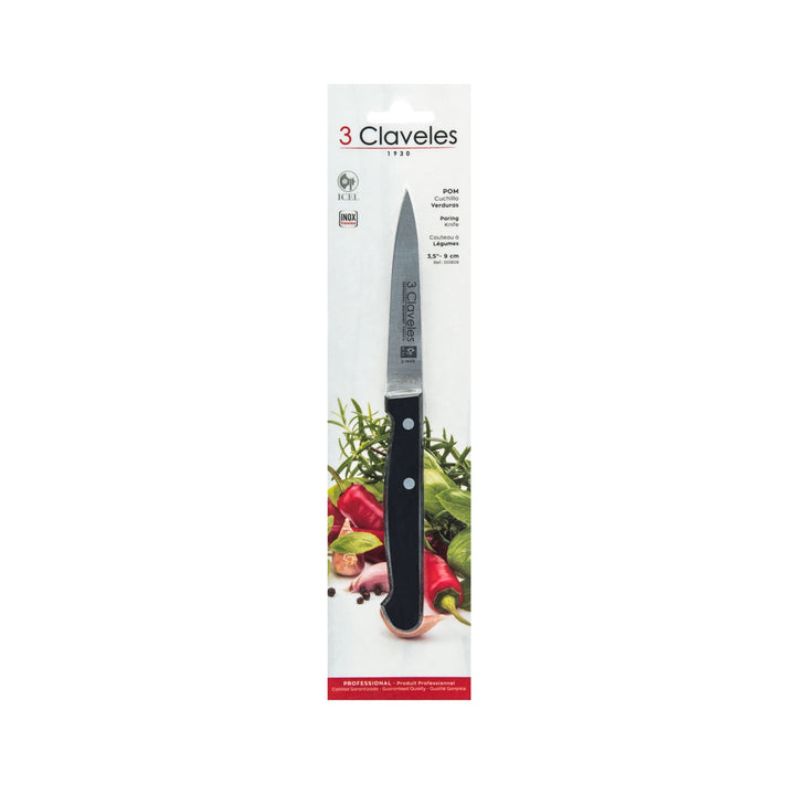 3 Claveles POM - Cuchillo Verduras Profesional 9 cm Acero Inoxidable