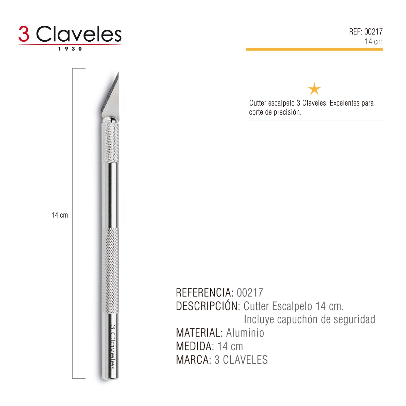 3 Claveles - Cutter Escalpelo Profesional en Aluminio para Corte de Precisión