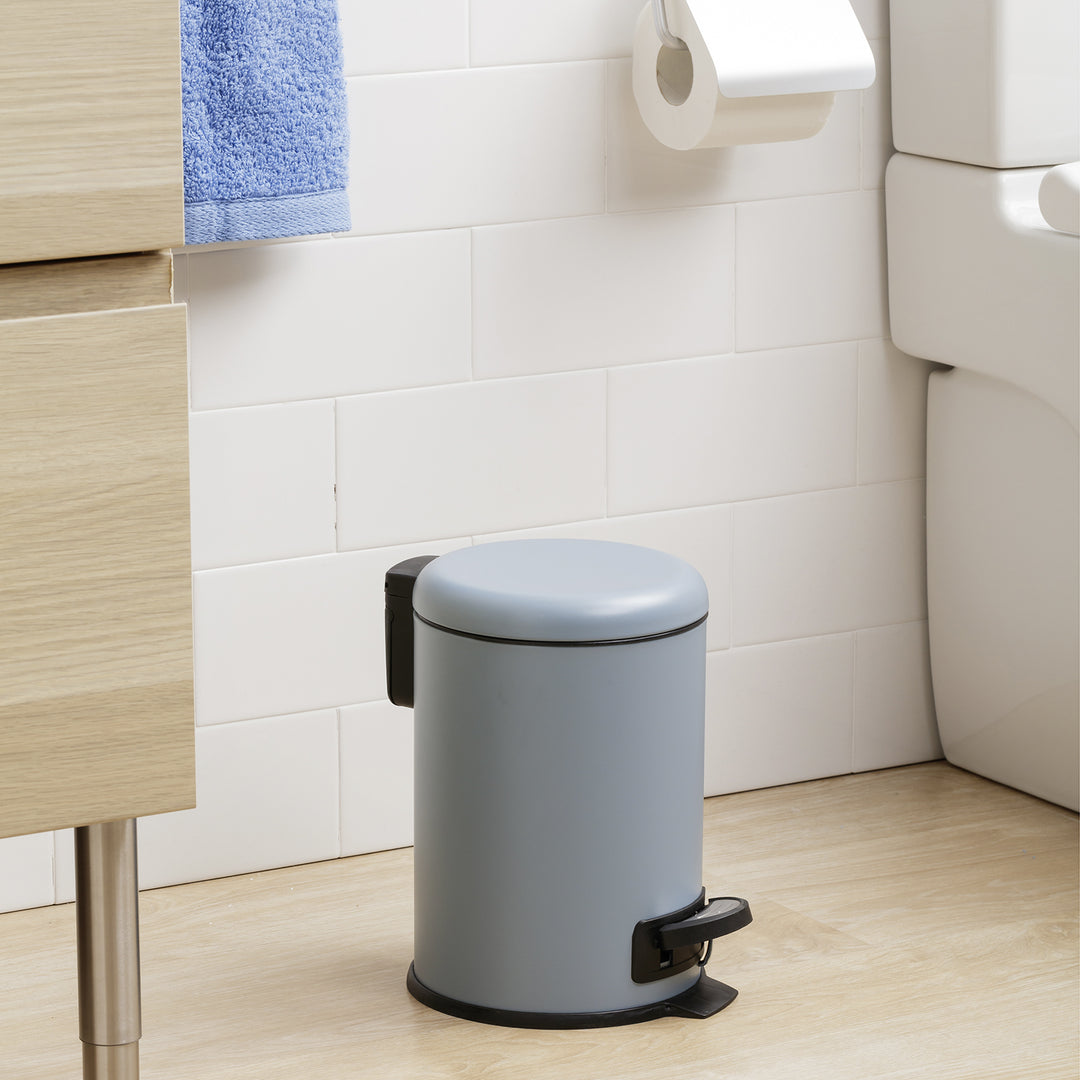 TATAY Nordic - Cubo de Baño con Pedal y Cubeta Interior Extraíble 3L, Blue Mist