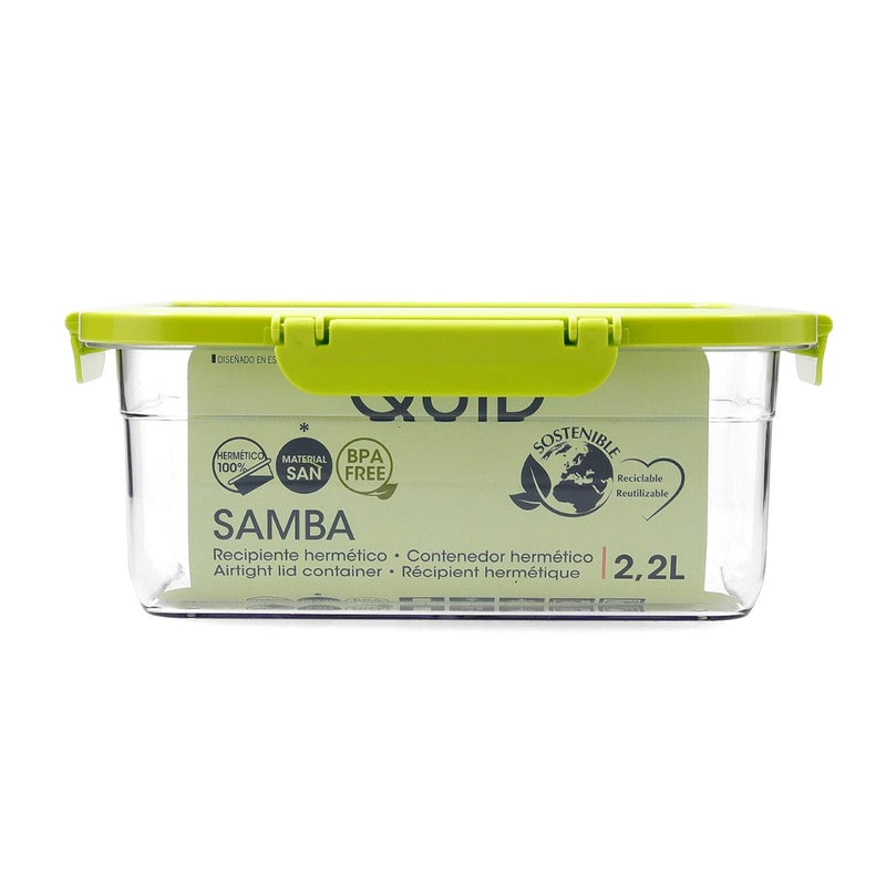 QUID Samba - Recipiente Rectangular de 2.2L en Plástico Reciclado SAN. Verde