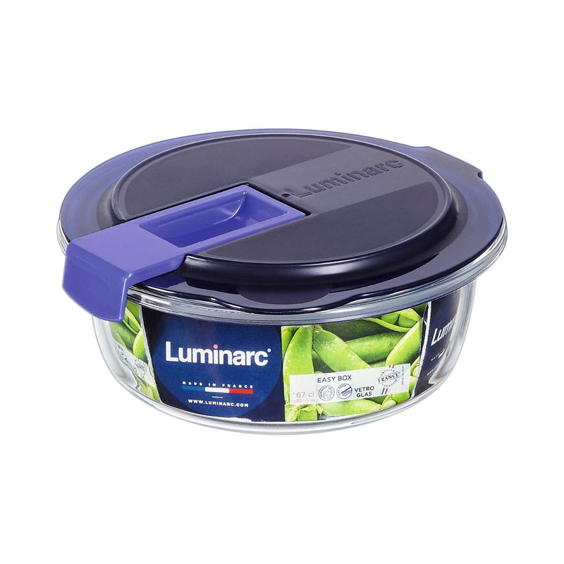 Luminarc Easy Box - Recipiente Redondo 0.67L Vidrio Hermético con Válvula