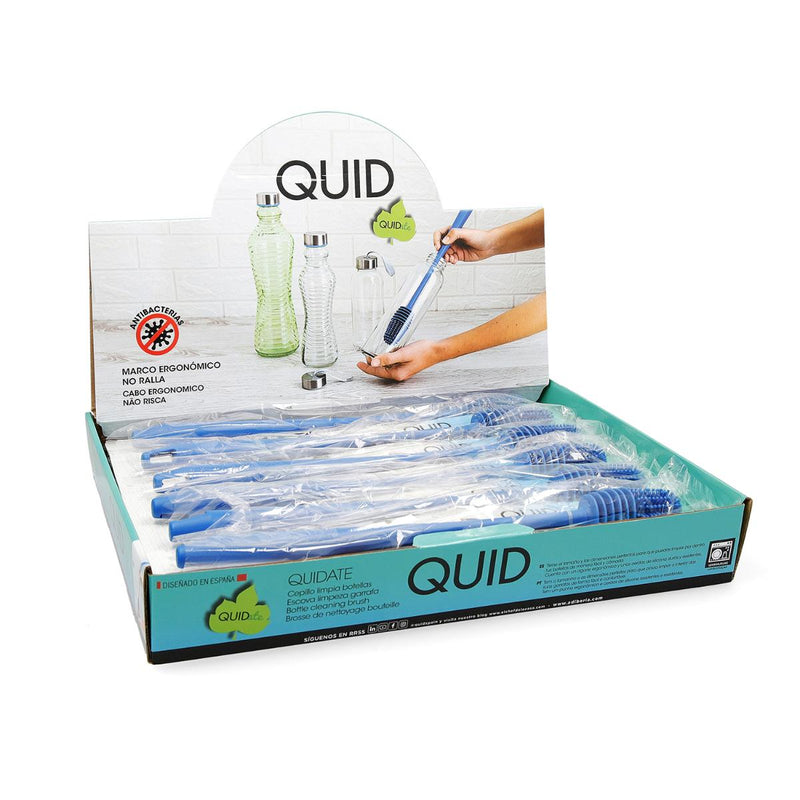 QUID - Cepillo Limpia Botellas Anti Salpicaduras en Silicona. Azul