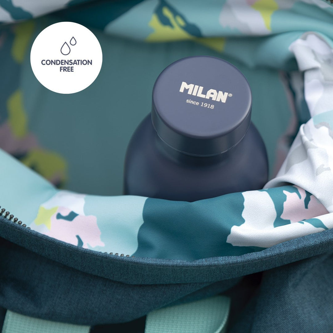 MILAN 1918  - Botella Térmica Reutilizable 0.6L en Acero Inoxidable. Azul