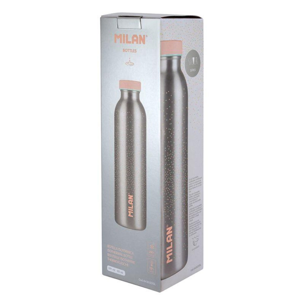 MILAN Silver - Botella Térmica Reutilizable 0.6L en Acero Inoxidable. Rosa