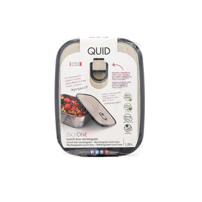 QUID GO ONE - Recipiente Hermético Rectangular 1.25L en Acero Inoxidable. Arena