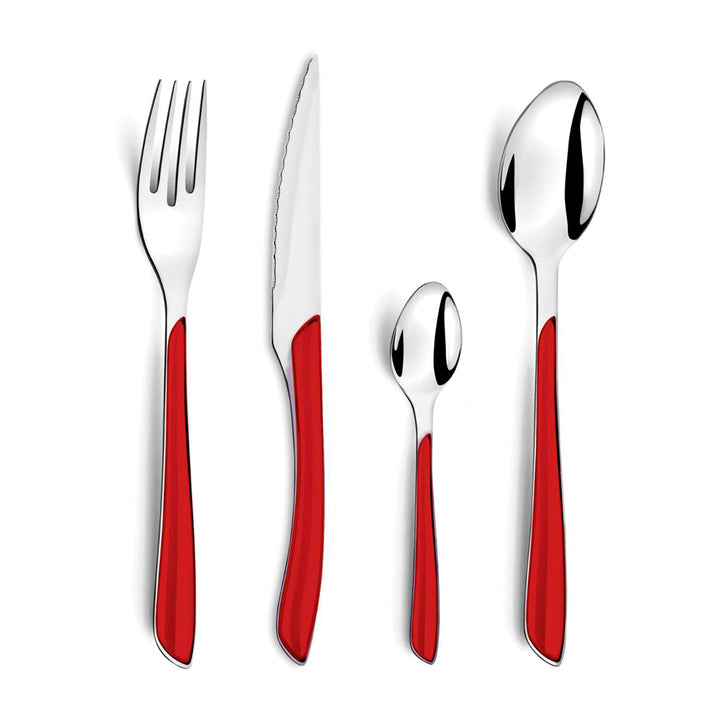 AMEFA Éclat - Set de 24 Cubiertos en Acero Inoxidable, Color Rojo