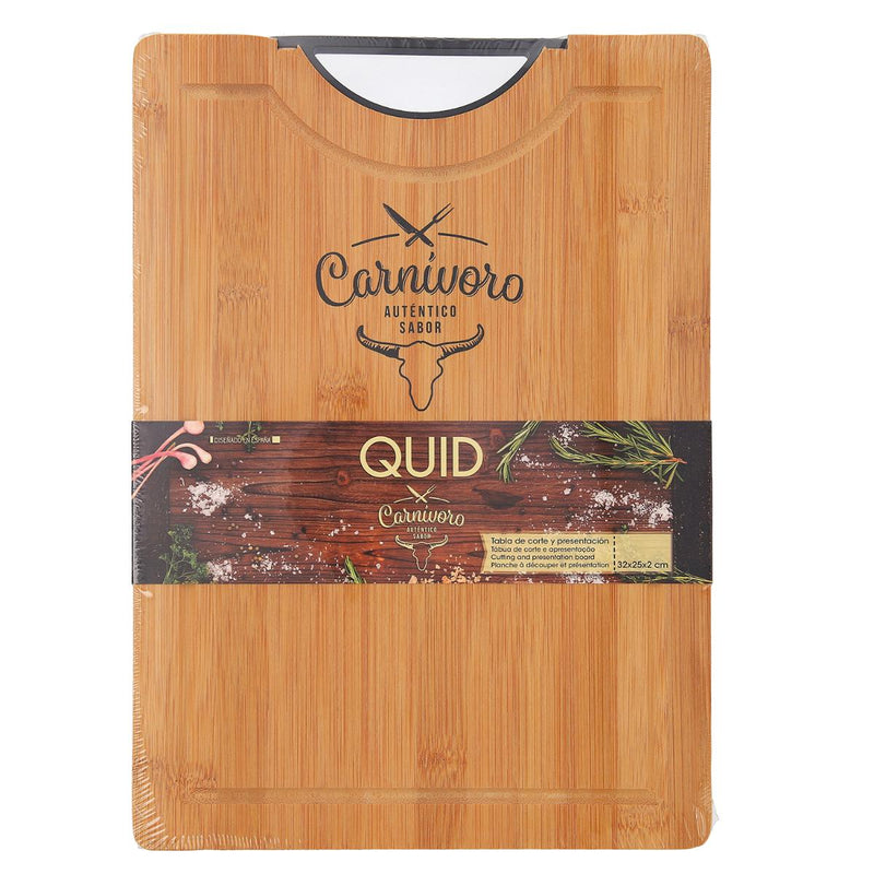 QUID Carnivoro - Tabla de Corte y Presentación en Bambú con Mango en Acero