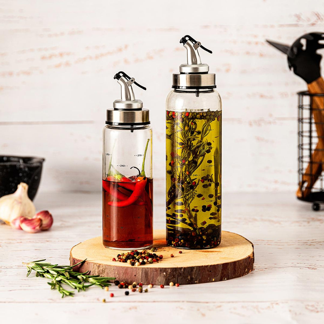 QUID Ébano - Aceitera en Vidrio Borosilicato 0.3L con Dosificador