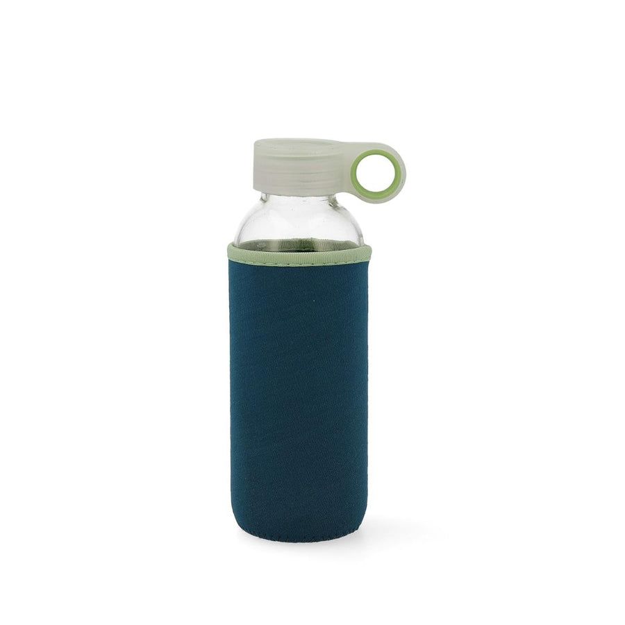 QUID Samba - Botella de Agua 0.4L en Vidrio con Funda de Neopreno. Azul