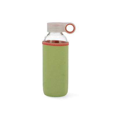 QUID Samba - Botella de Agua 0.4L en Vidrio con Funda de Neopreno. Verde