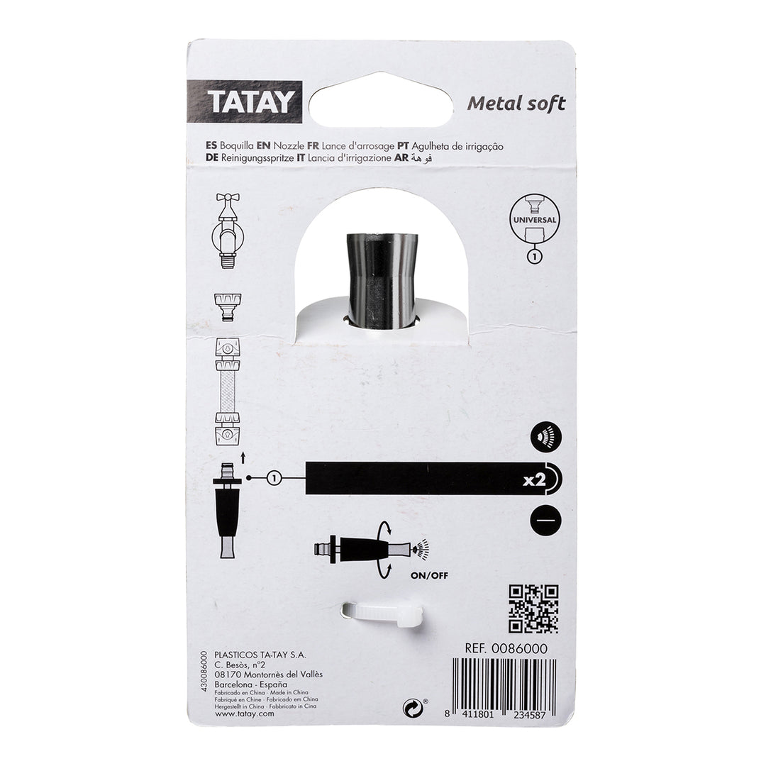 TATAY Metal Soft - Boquilla Universal Regulable para Mangueras de 1/2" y 5/8" Aluminio