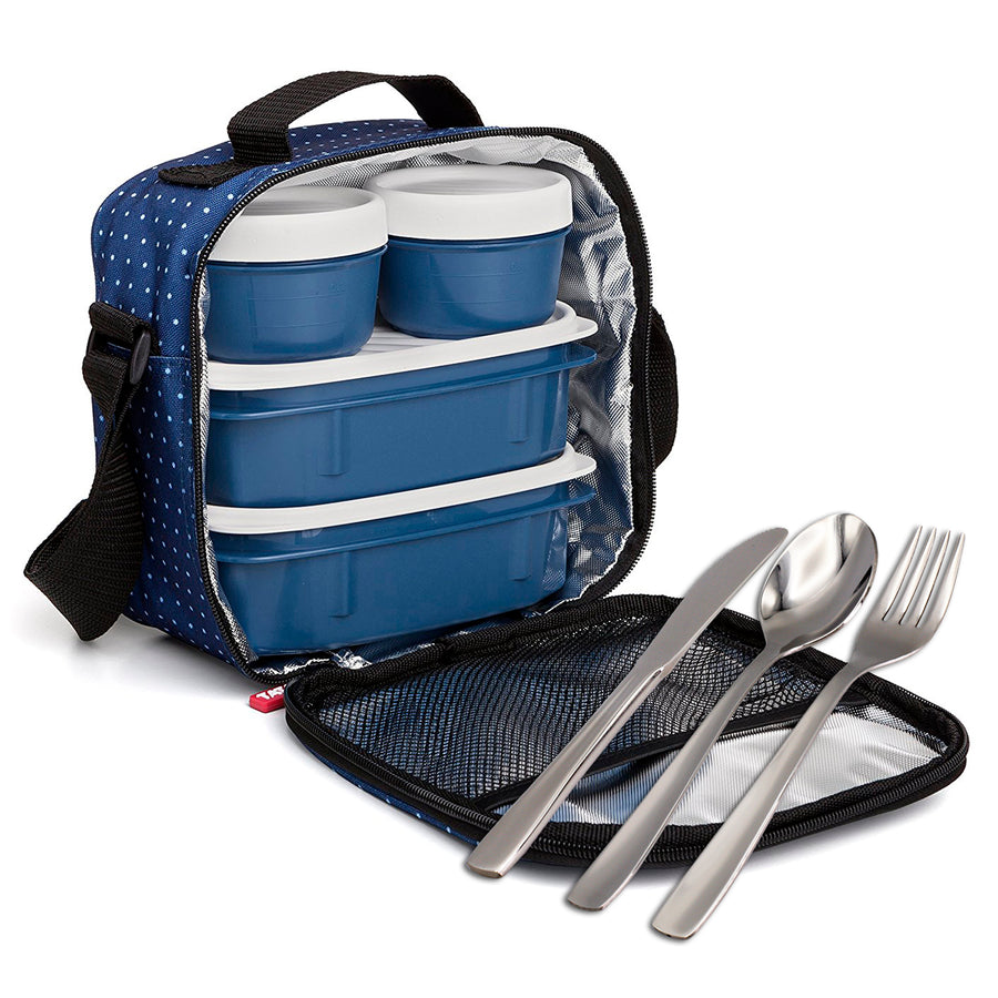 TATAY Kit Bolsa Térmica Porta Alimentos Urban Food y Juego de Cubiertos. Azul