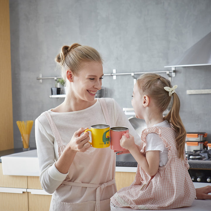 Cuitisan Baby - Taza Infantil de 0.3L en Acero Inoxidable con Tapa y Asa Apta Microondas. Rosa