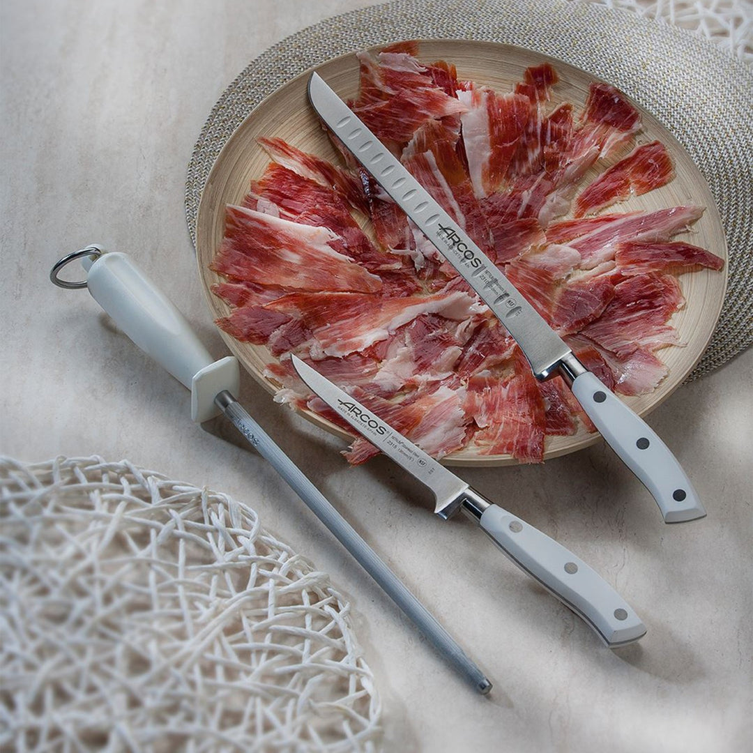 ARCOS 231000 - Cuchillo Jamonero Alveolado Profesional Acero Forjado 25 cm, Serie RIVIERA