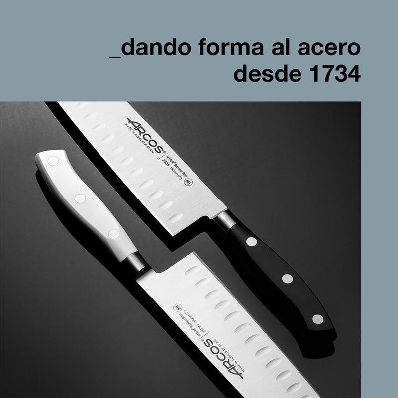 ARCOS 233500 - Cuchillo Santoku Alveolado Profesional Acero Forjado 18 cm, Serie RIVIERA