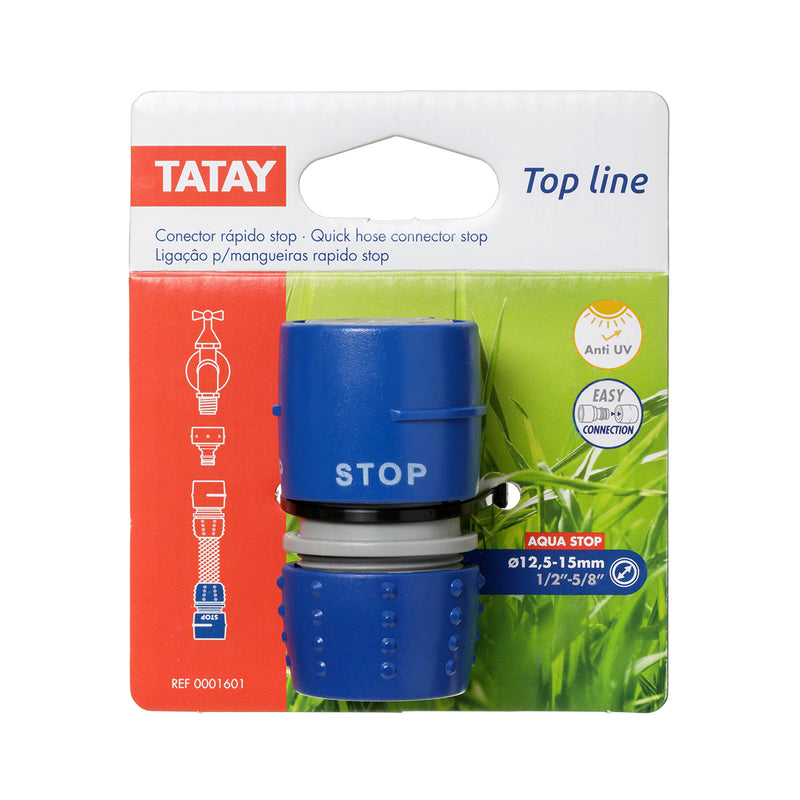 TATAY Top Line - Conector Rápido Stop Universal para Mangueras de 1/2" y 5/8" Anti UV