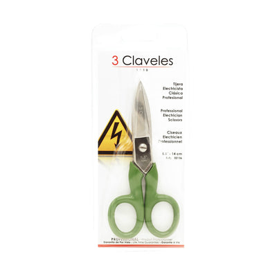 3 CLAVELES 00156 - Tijeras de Electricista Profesionales, Clásicas, 14 cm - 5.5"