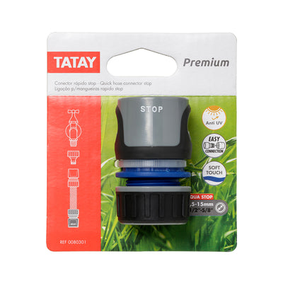TATAY Premium - Conector Rápido Stop Universal para Mangueras de 1/2" y 5/8" Anti UV