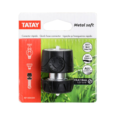 TATAY Metal Soft - Conector Rápido Universal para Mangueras de 1/2" y 5/8" Aluminio