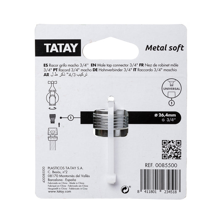 TATAY Metal Soft - Conector Universal para Grifo de 3/4" Macho. Racor Aluminio