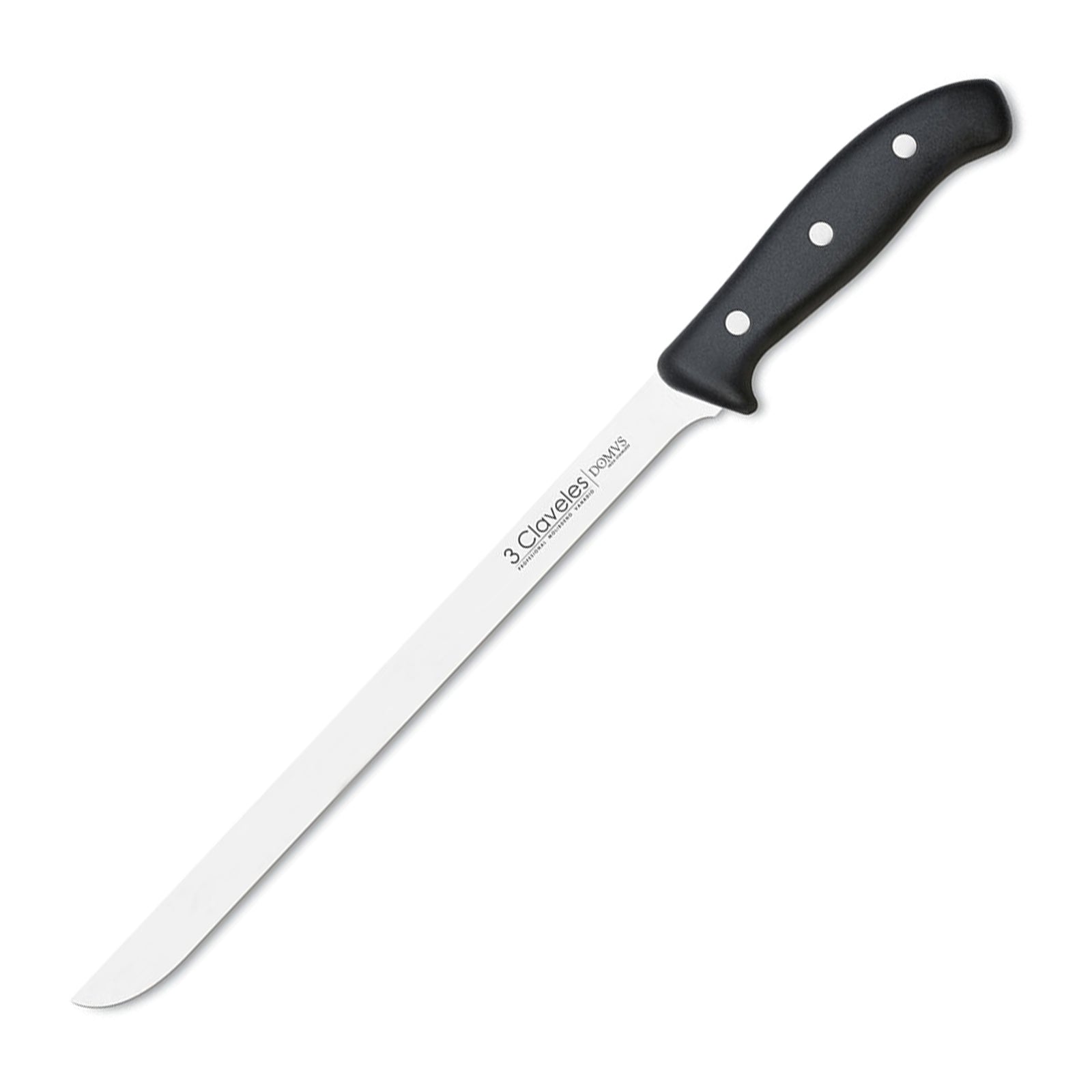 3 Claveles Domus - Cuchillo Profesional Jamonero de 25 cm en Acero Inoxidable