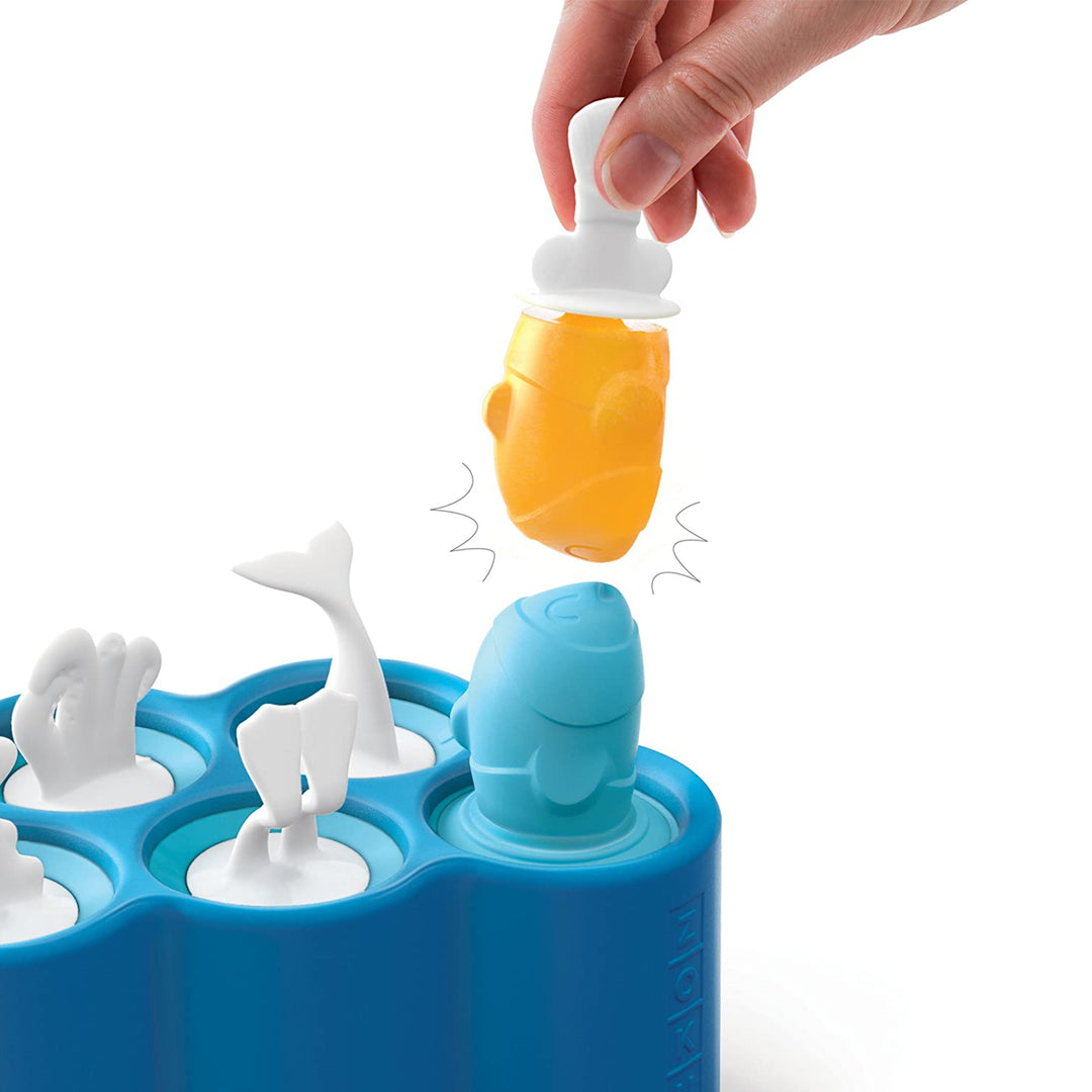 ZOKU Fish Pop - Molde para Helados en Silicona con Palitos Incluidos. Azul