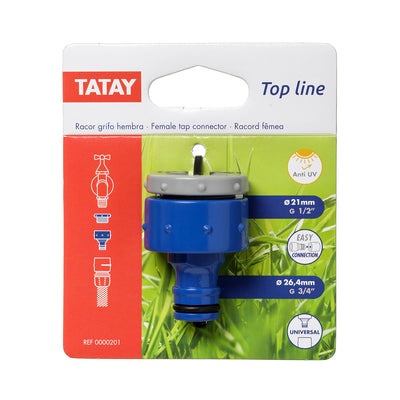 TATAY Top Line - Conector Universal para Grifo de 3/4" y 1/2" Hembra. Racor Anti UV