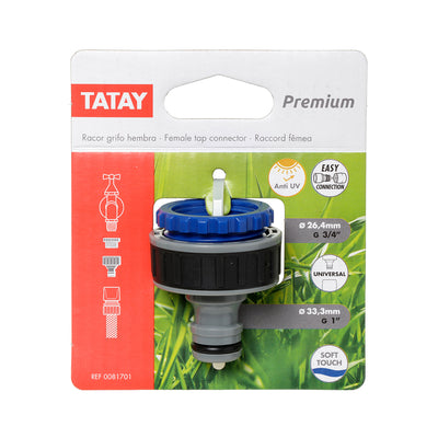 TATAY Premium - Conector Universal para Grifo de 1" y 3/4" Hembra. Racor Anti UV