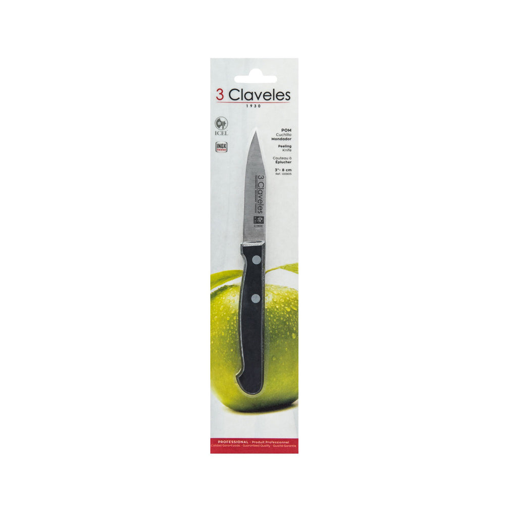 3 Claveles POM - Cuchillo Mondador Puntilla Profesional 8 cm Acero Inoxidable