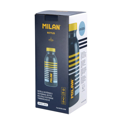 MILAN Swims  - Botella Térmica Reutilizable 0.35L en Acero Inoxidable. Negro