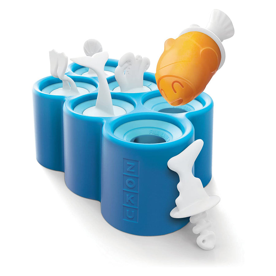 ZOKU Fish Pop - Molde para Helados en Silicona con Palitos Incluidos. Azul