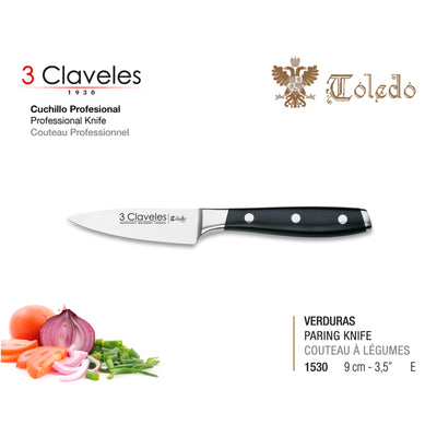 3 Claveles Toledo - Juego de 5 Cuchillos Cocina Ash Forjados a Mano