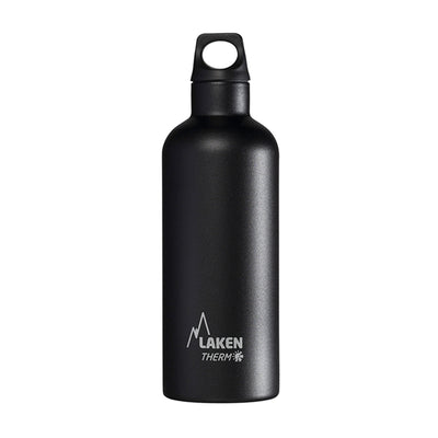 LAKEN Futura - Botella Térmica de Boca Estrecha 0.5L en Acero Inoxidable. Negro