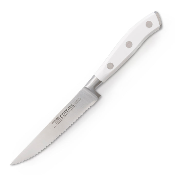 COMAS Marble - Cuchillo Chuletero Profesional 11.5 cm en Acero Alemán. Blanco