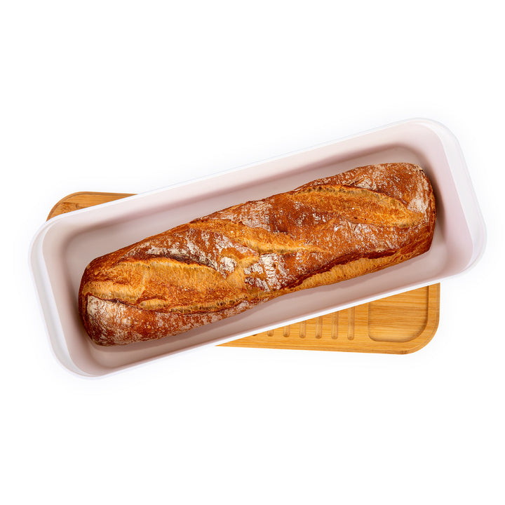 IBILI - Panera Baguette con Tabla de Corte Incorporada en Bambú. Blanco