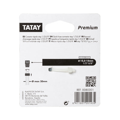 TATAY Premium - Conector Rápido Stop Universal para Mangueras de 1/2" y 5/8" Anti UV