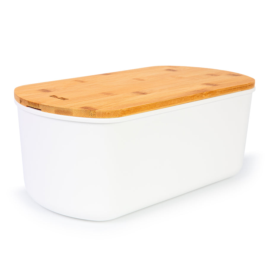 IBILI - Panera con Tabla de Corte Incorporada en Bambú. Blanco