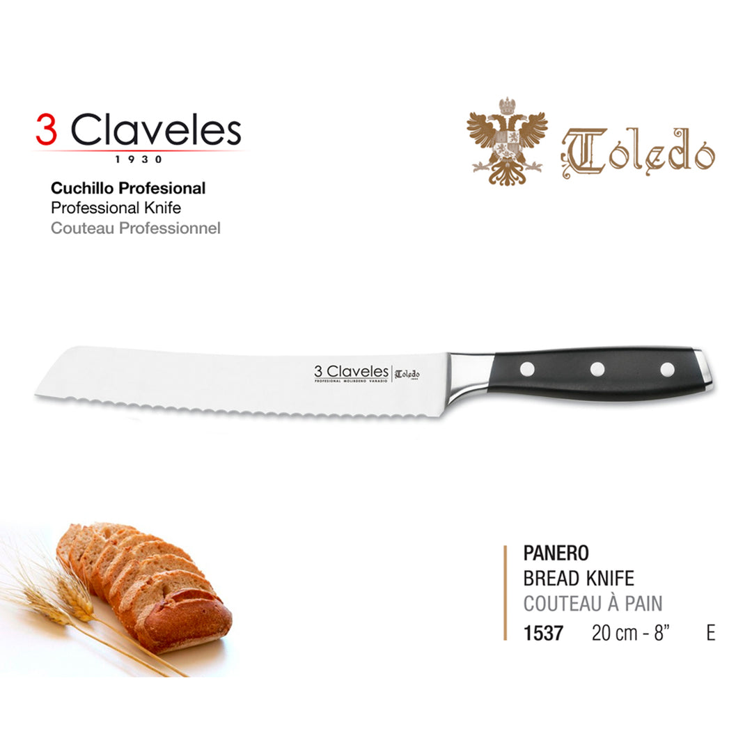 3 Claveles Toledo - Juego de 5 Cuchillos Cocina Ash Forjados a Mano