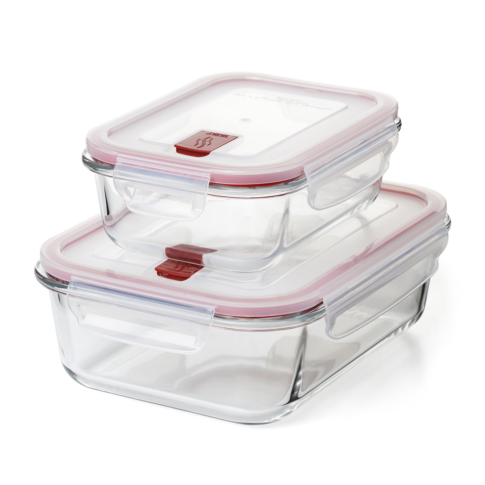 TATAY Cook & Eat - Set de 2 Recipientes de 0.64L y 1.5L en Vidrio Borosilicato. Aptos Horno