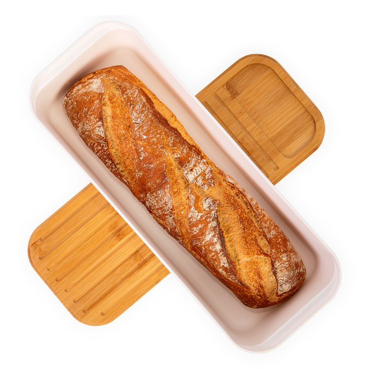 IBILI - Panera Baguette con Tabla de Corte Incorporada en Bambú. Blanco